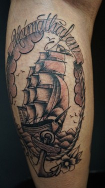 Ruhrpott styleink Tattoo Segelschiff 3 Master.jpg